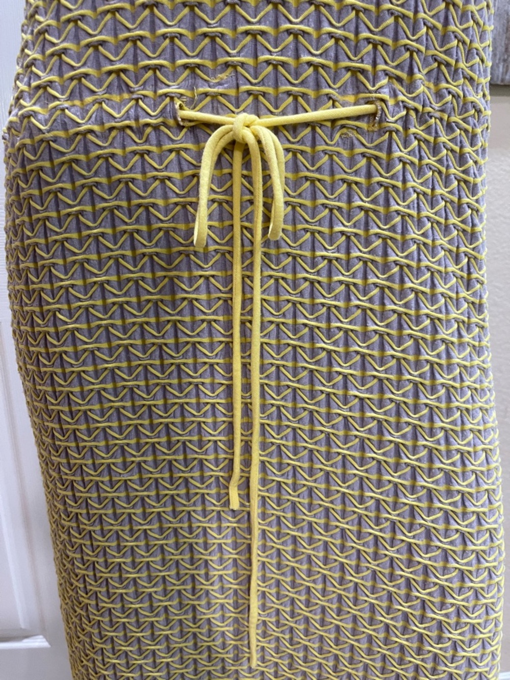 Capote Sleeveless Open-Knit Racerback Midi Gray/Yellow Drawstring Dress Size Lar - Picture 6 of 9